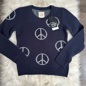 NWT Chaser Womens Avalon Sweater Pullover Size XS Peace Sign Crew Neck